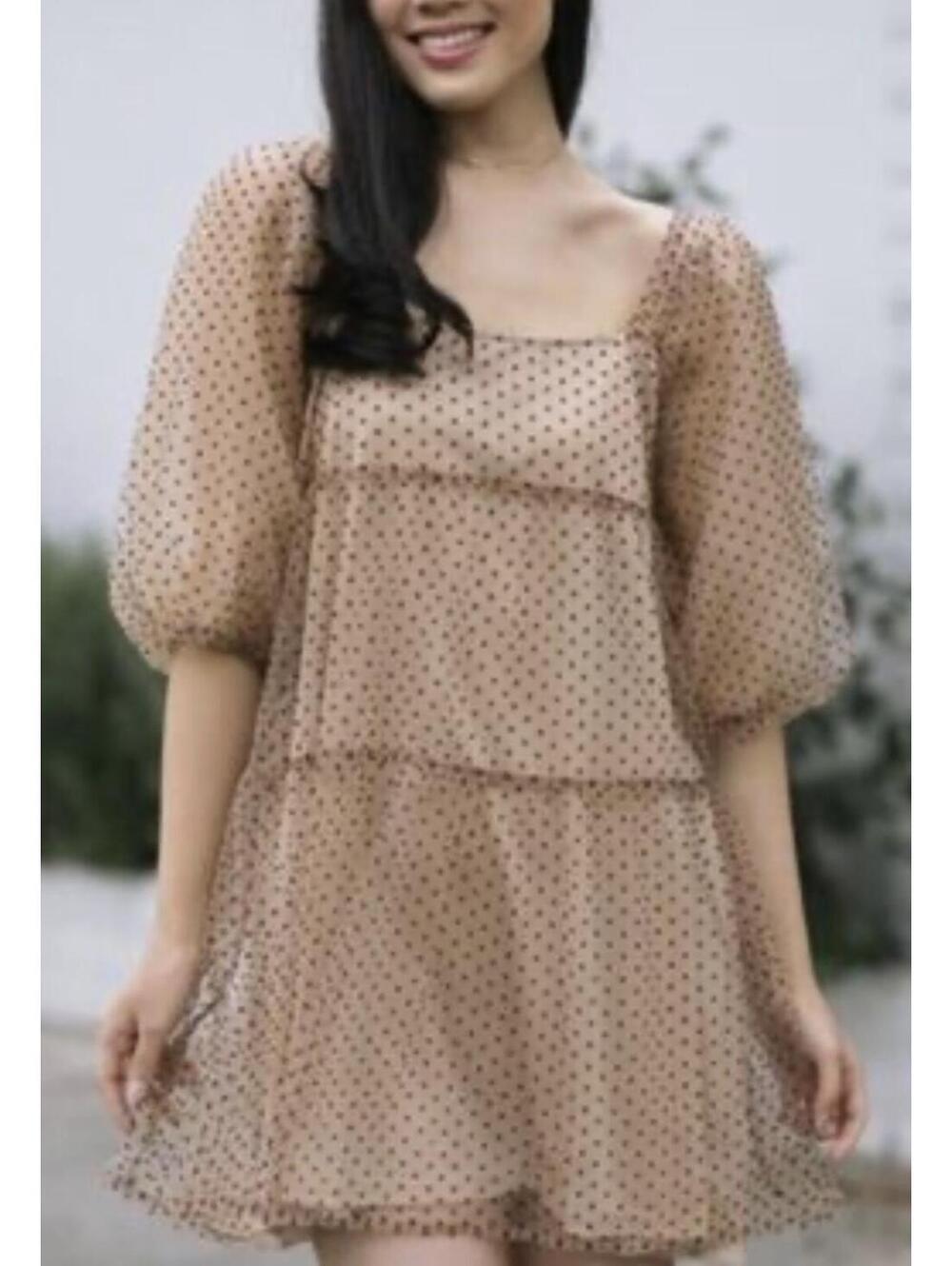LUSH Puff Sleeve Polka Dot Dress - Women's Medium, NWOT